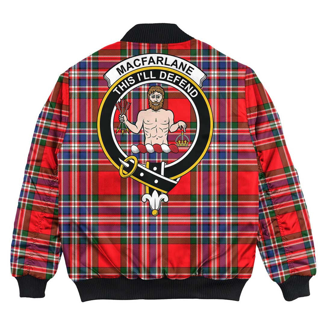 Clan MacFarlane Modern Tartan Crest Bomber Jacket JO33 MacFarlane Modern Tartan Tartan Bomber Jacket   
