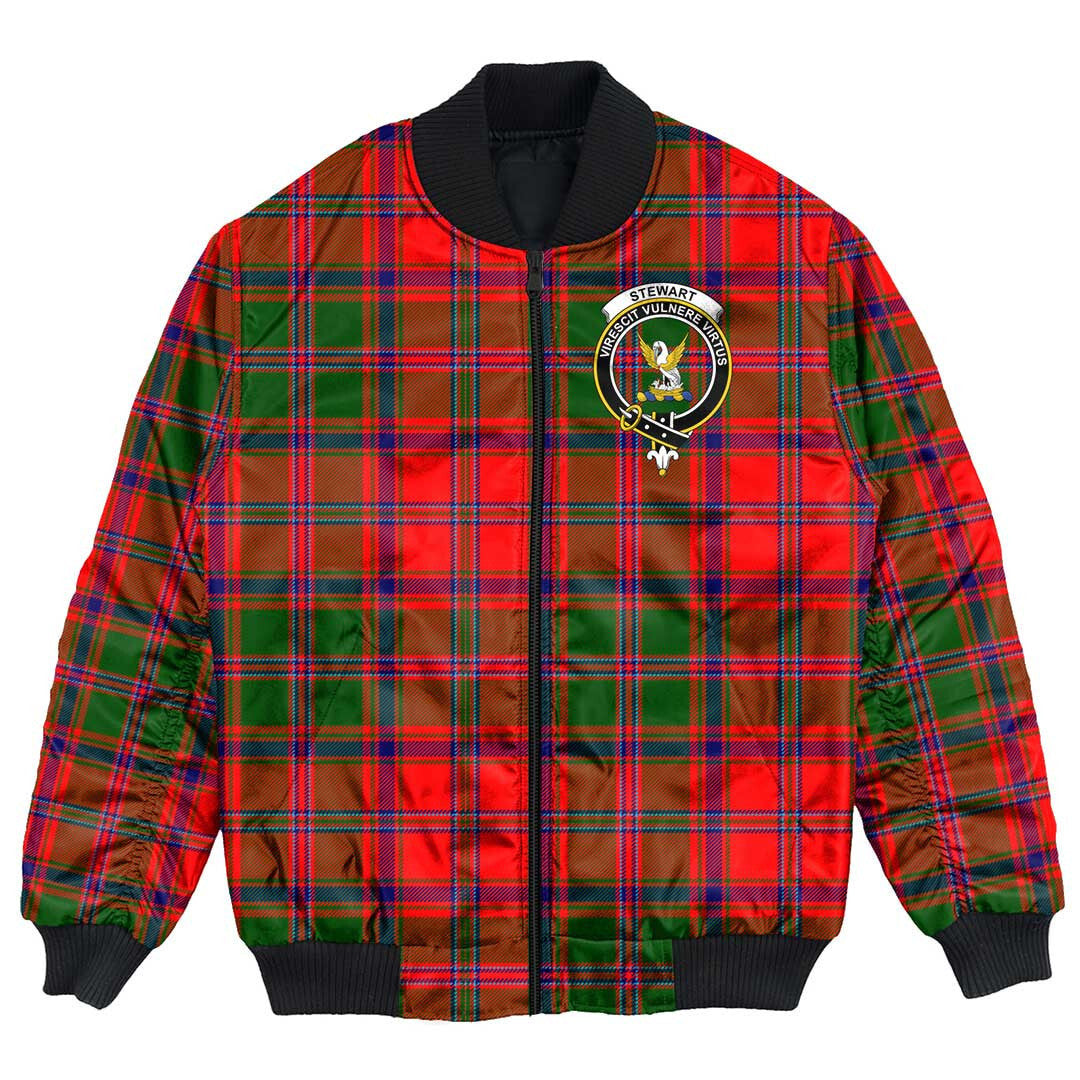 Clan Stewart of Appin Modern Tartan Crest Bomber Jacket JV88 Stewart of Appin Modern Tartan Tartan Bomber Jacket   