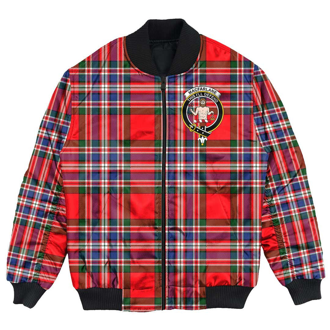 Clan MacFarlane Modern Tartan Crest Bomber Jacket JO33 MacFarlane Modern Tartan Tartan Bomber Jacket   