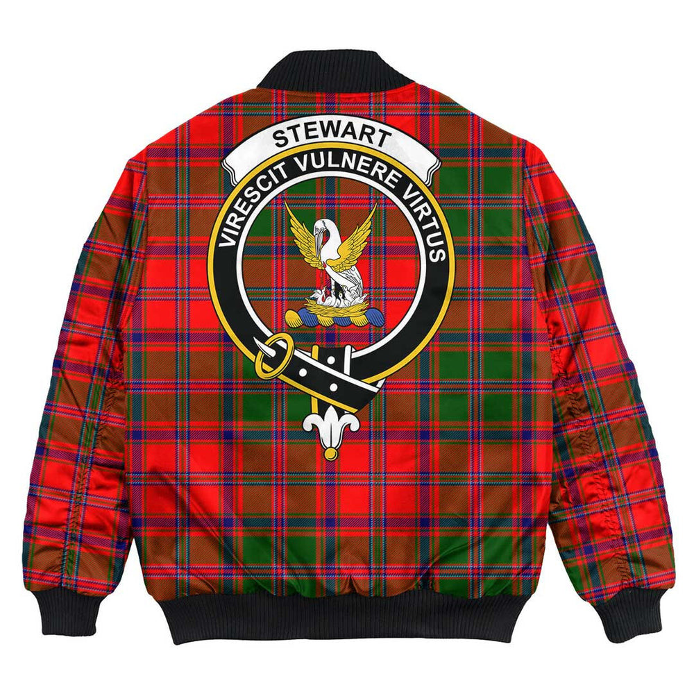 Clan Stewart of Appin Modern Tartan Crest Bomber Jacket JV88 Stewart of Appin Modern Tartan Tartan Bomber Jacket   
