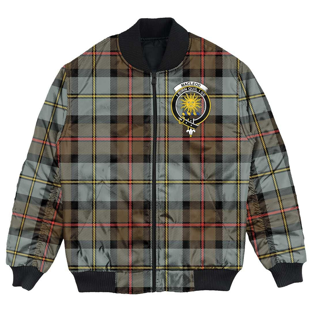 Clan MacLeod of Harris Weathered Tartan Crest Bomber Jacket JH84 MacLeod of Harris Weathered Tartan Tartan Bomber Jacket   