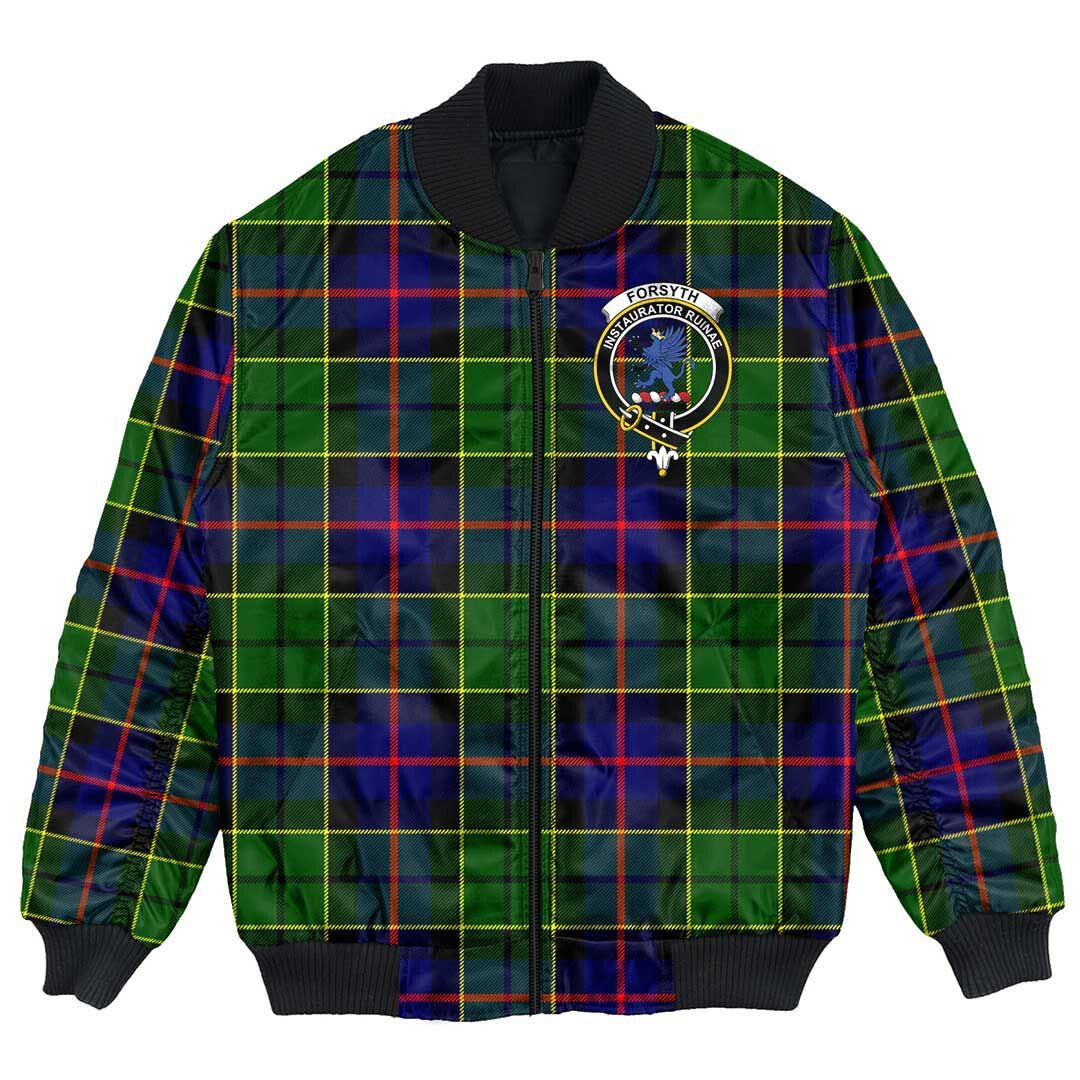 Clan Forsyth Modern Tartan Crest Bomber Jacket GP21 Forsyth Modern Tartan Tartan Bomber Jacket   