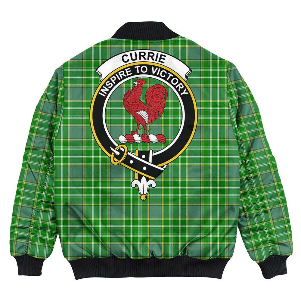 Clan Currie Tartan Crest Bomber Jacket EL85 Currie Tartan Tartan Bomber Jacket   