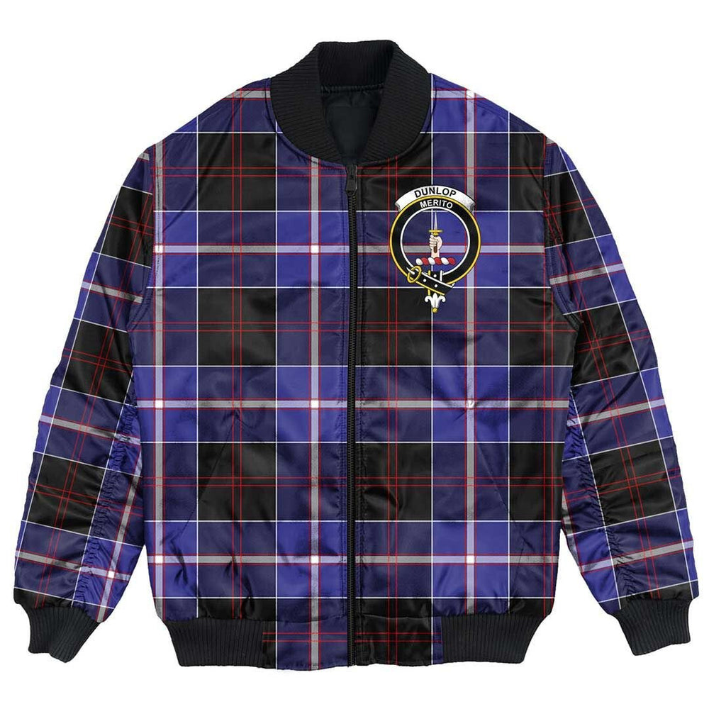 Clan Dunlop Modern Tartan Crest Bomber Jacket ES45 Dunlop Modern Tartan Tartan Bomber Jacket   