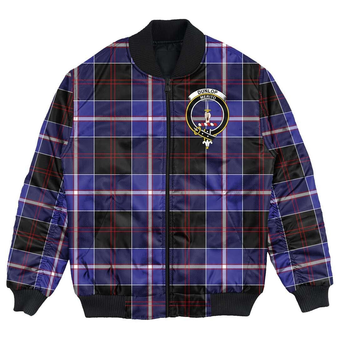 Clan Dunlop Modern Tartan Crest Bomber Jacket ES45 Dunlop Modern Tartan Tartan Bomber Jacket   