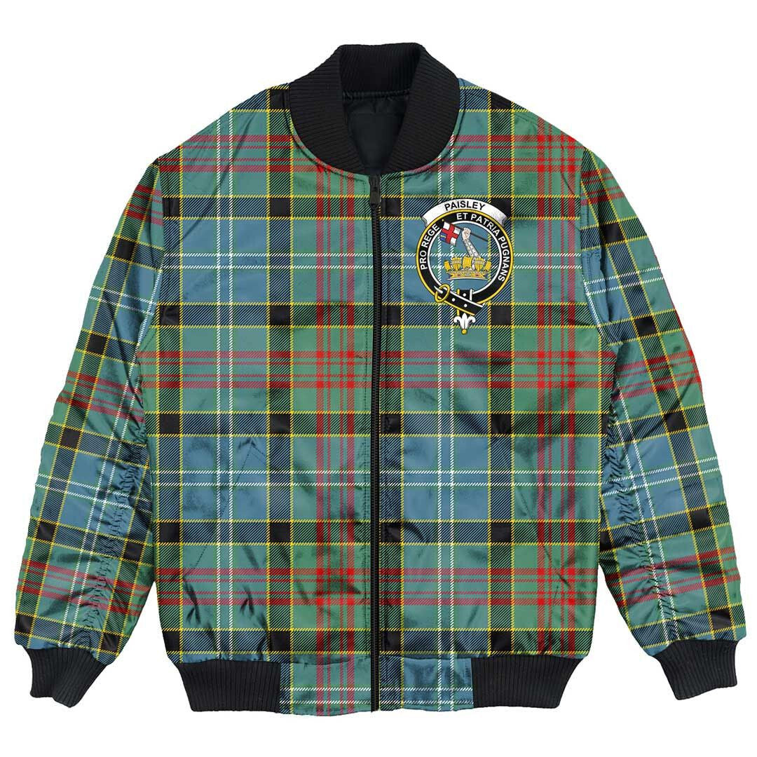 Clan Paisley District Tartan Crest Bomber Jacket ZQ68 Paisley District Tartan Tartan Bomber Jacket   