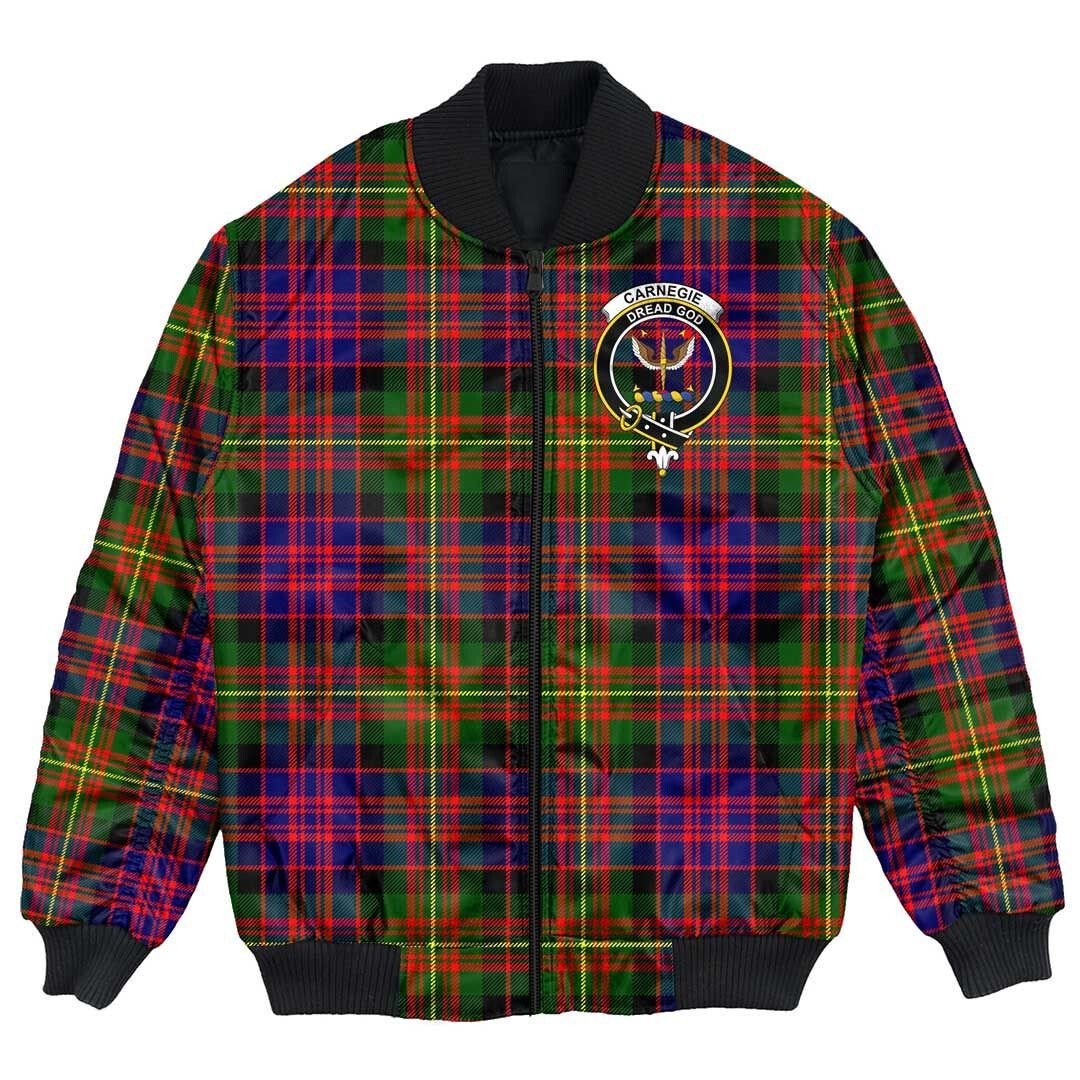 Clan Carnegie Modern Tartan Crest Bomber Jacket IC85 Carnegie Modern Tartan Tartan Bomber Jacket   