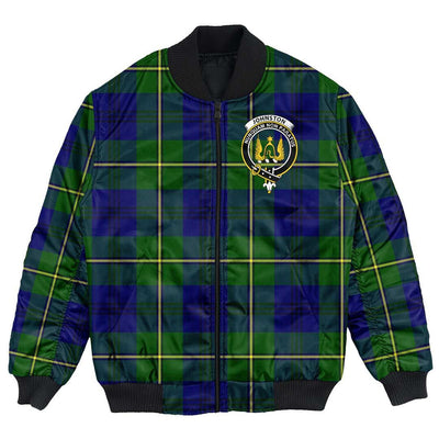 Clan Johnston Modern Tartan Crest Bomber Jacket SU91