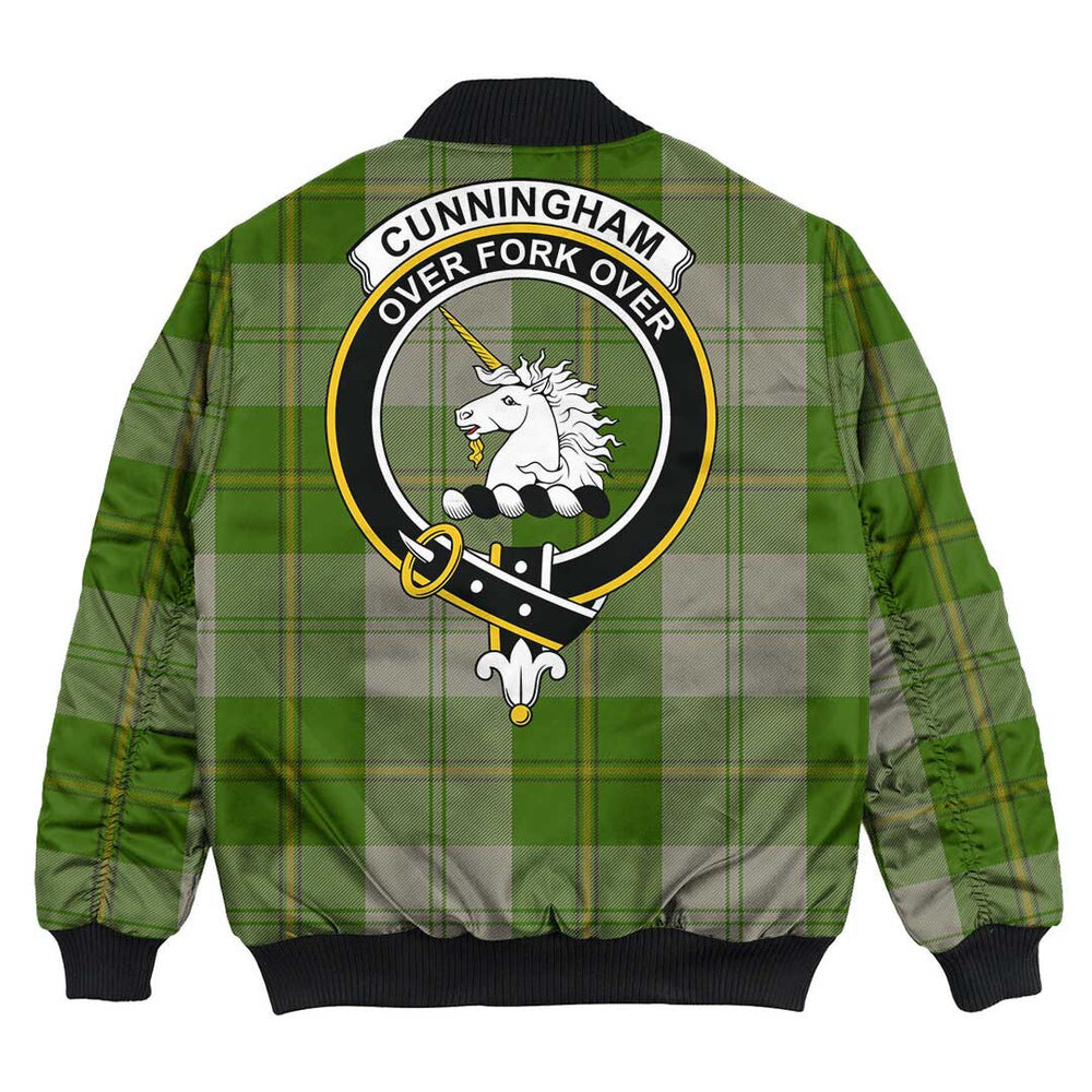 Clan Cunningham Dress Green Dancers Tartan Crest Bomber Jacket XB54 Cunningham Dress Green Dancers Tartan Tartan Bomber Jacket   