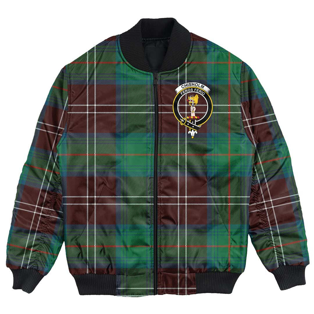 Clan Chisholm Hunting Ancient Tartan Crest Bomber Jacket RR18 Chisholm Hunting Ancient Tartan Tartan Bomber Jacket   