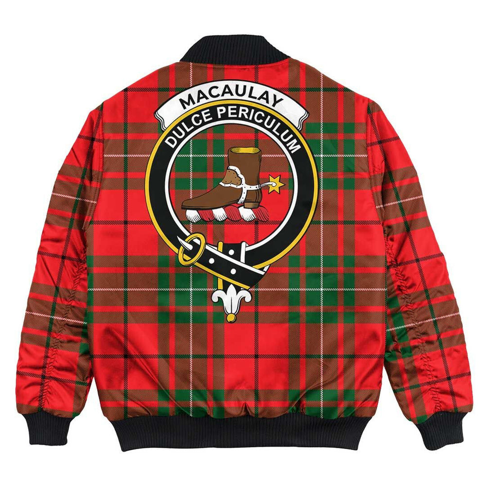 Clan MacAulay Modern Tartan Crest Bomber Jacket NK93 MacAulay Modern Tartan Tartan Bomber Jacket   