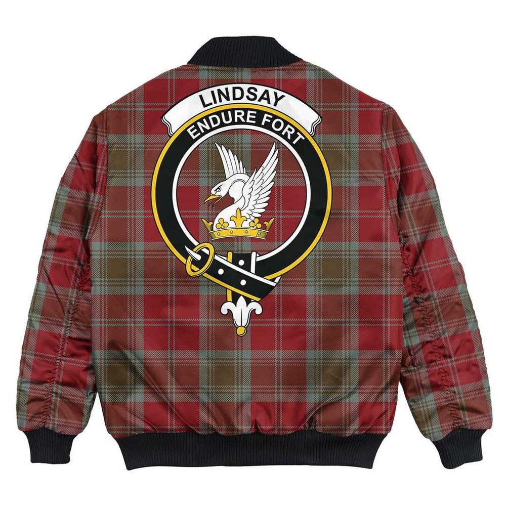 Clan Lindsay Weathered Tartan Crest Bomber Jacket EN57 Lindsay Weathered Tartan Tartan Bomber Jacket   