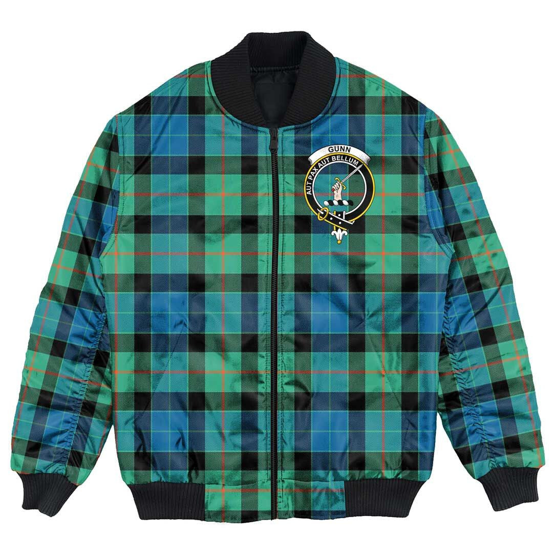 Clan Gunn Ancient Tartan Crest Bomber Jacket JU53 Gunn Ancient Tartan Tartan Bomber Jacket   