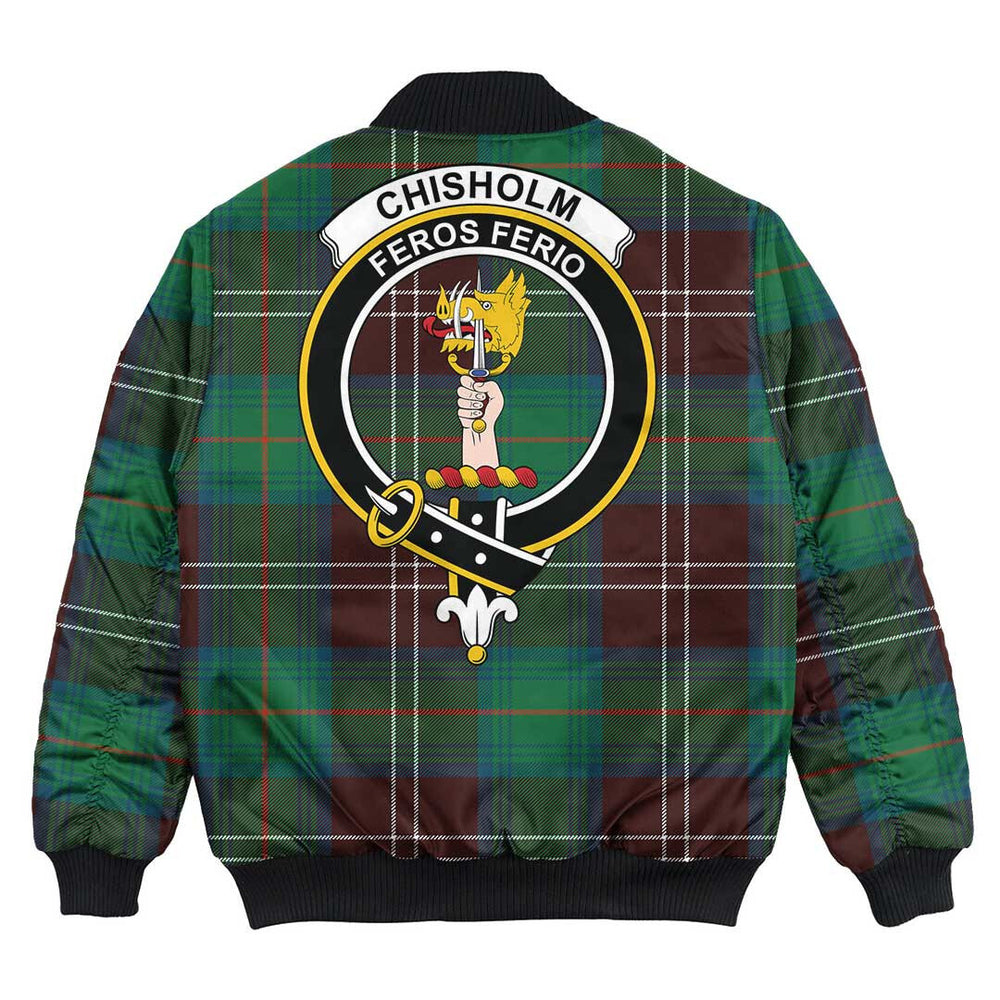Clan Chisholm Hunting Ancient Tartan Crest Bomber Jacket RR18 Chisholm Hunting Ancient Tartan Tartan Bomber Jacket   