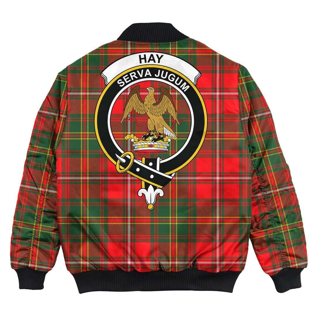 Clan Hay Modern Tartan Crest Bomber Jacket BN42 Hay Modern Tartan Tartan Bomber Jacket   