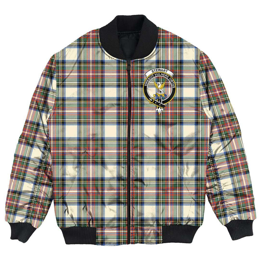 Clan Stewart Dress Ancient Tartan Crest Bomber Jacket EN37 Stewart Dress Ancient Tartan Tartan Bomber Jacket   