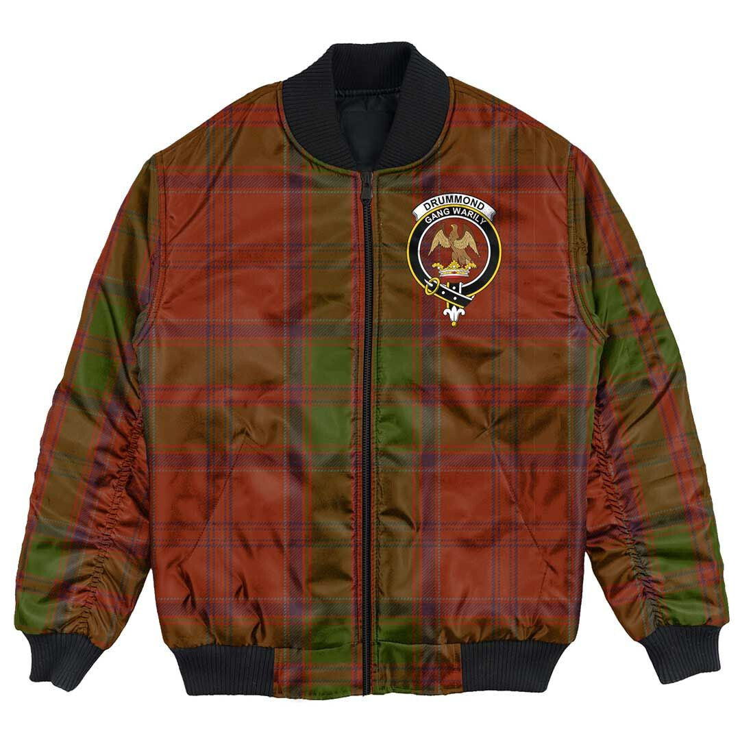 Clan Drummond Tartan Crest Bomber Jacket BN20 Drummond Clan Tartan Tartan Bomber Jacket   