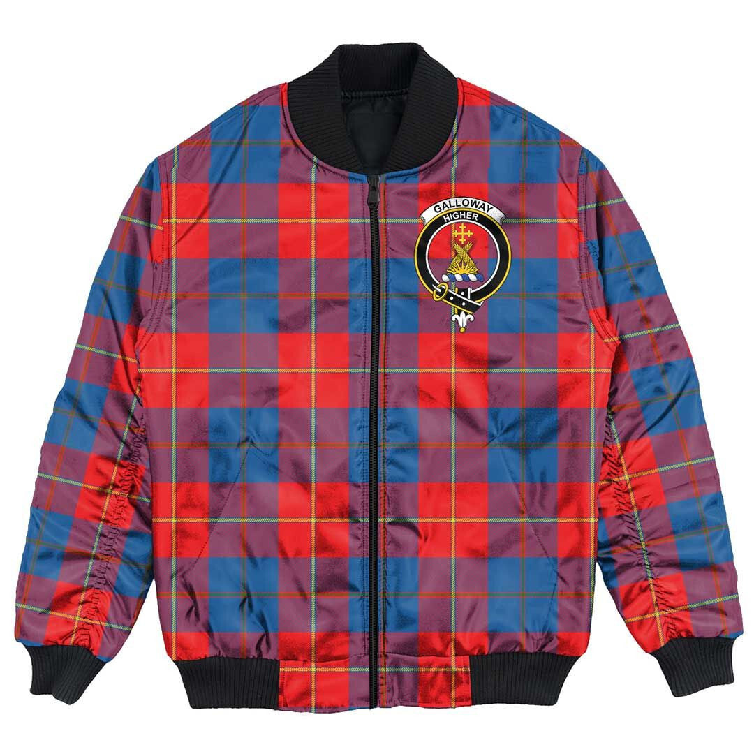 Clan Galloway Red Tartan Crest Bomber Jacket CI98 Galloway Red Tartan Tartan Bomber Jacket   