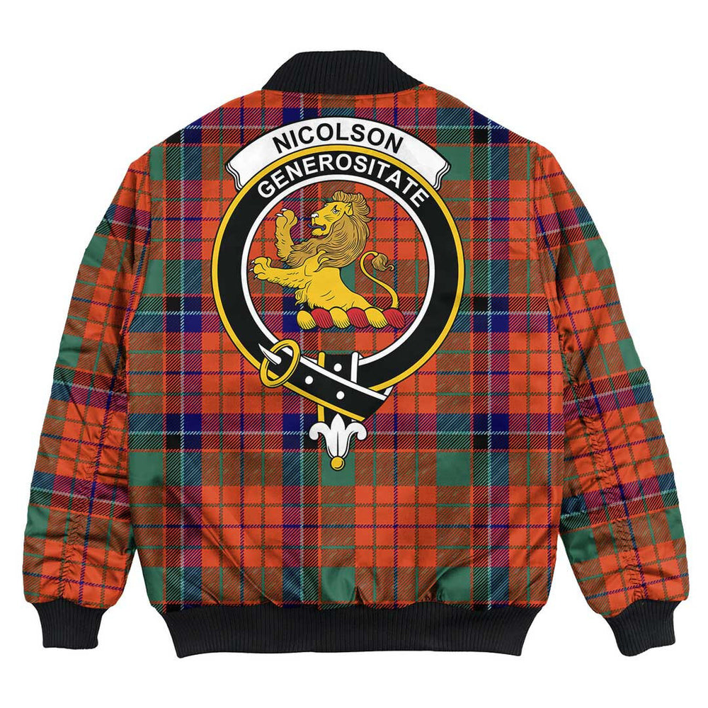Clan Nicolson Ancient Tartan Crest Bomber Jacket LO25 Nicolson Ancient Tartan Tartan Bomber Jacket   