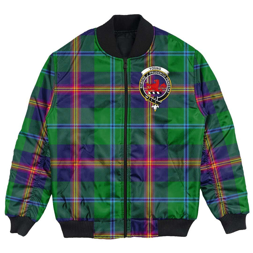 Clan Young Modern Tartan Crest Bomber Jacket BA95 Young Modern Tartan Tartan Bomber Jacket   