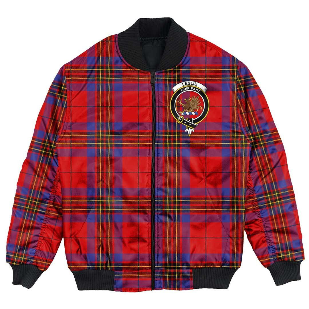 Clan Leslie Modern Tartan Crest Bomber Jacket NN18 Leslie Modern Tartan Tartan Bomber Jacket   