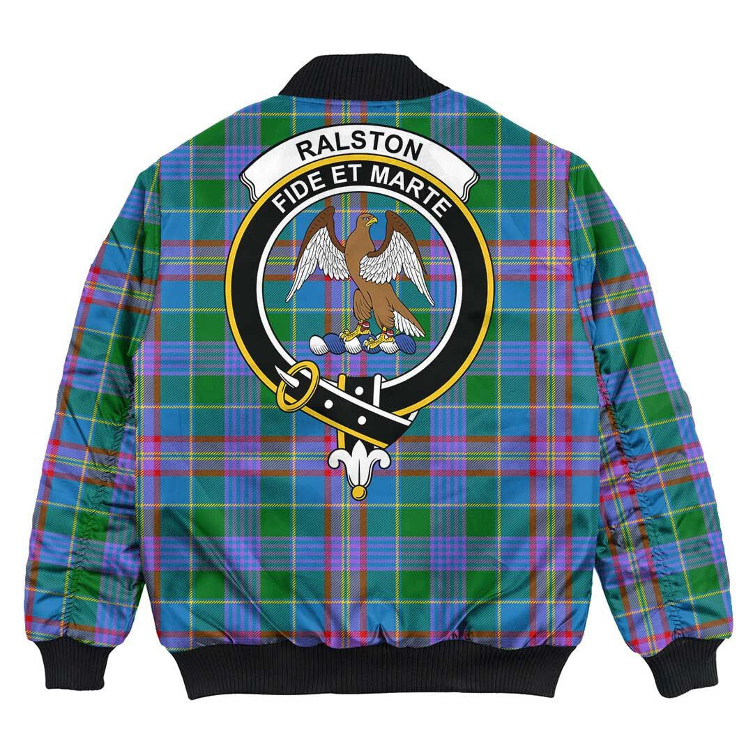 Clan Ralston Tartan Crest Bomber Jacket VZ69 Ralston Tartan Tartan Bomber Jacket   