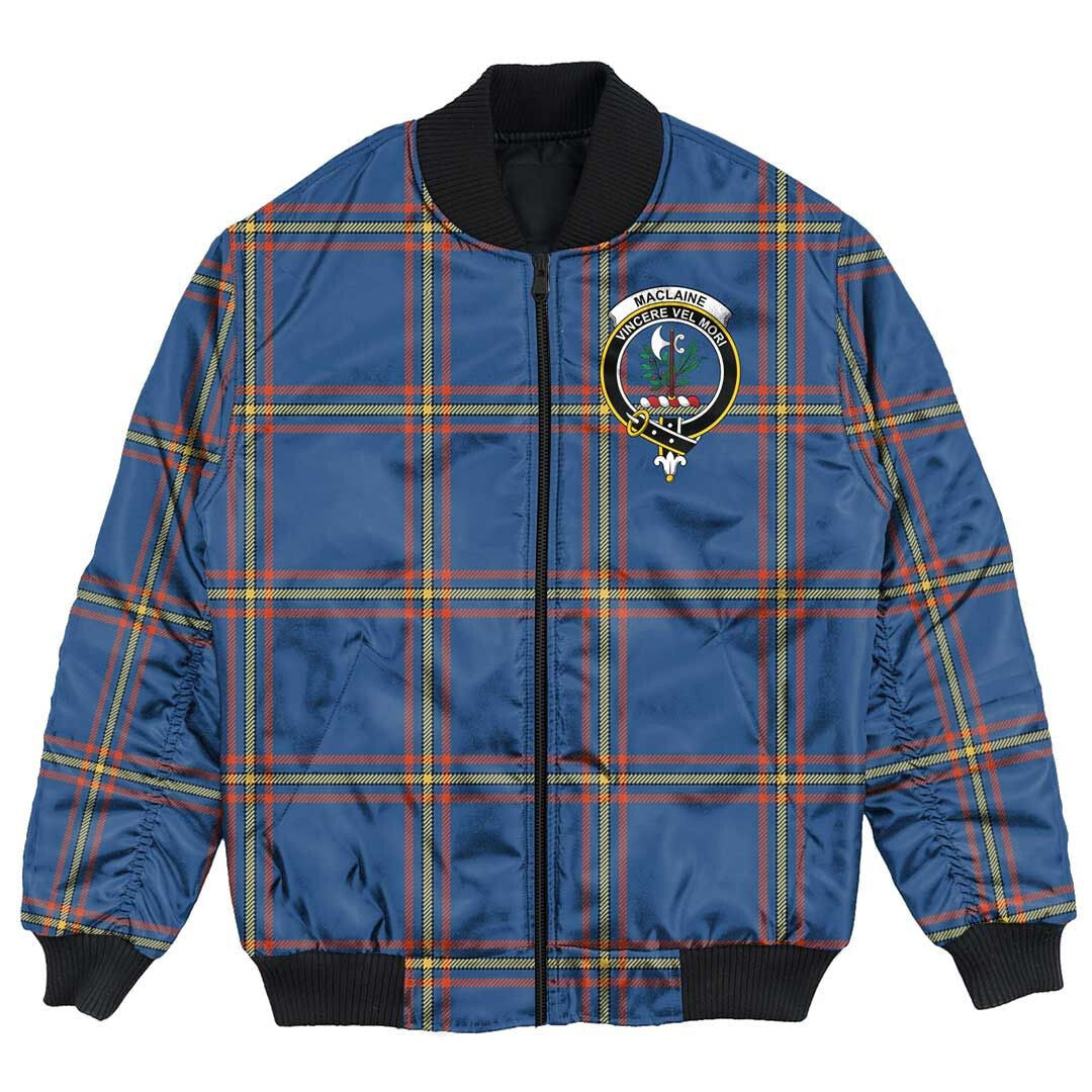 Clan MacLaine of Loch Buie Tartan Crest Bomber Jacket JK32 MacLaine of Loch Buie Tartan Tartan Bomber Jacket   