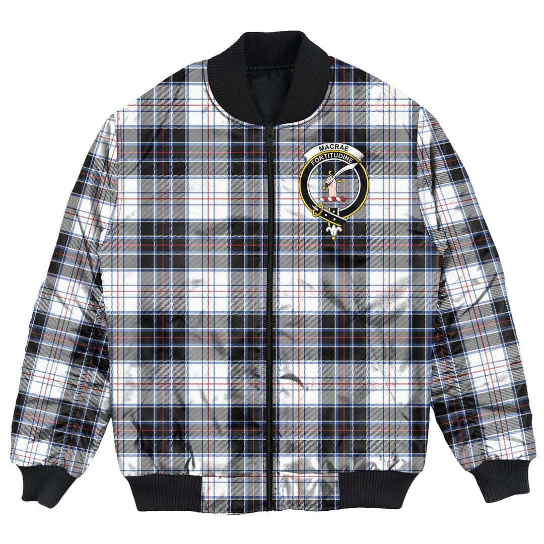 Clan MacRae Dress Modern Tartan Crest Bomber Jacket RA90 MacRae Dress Modern Tartan Tartan Bomber Jacket   