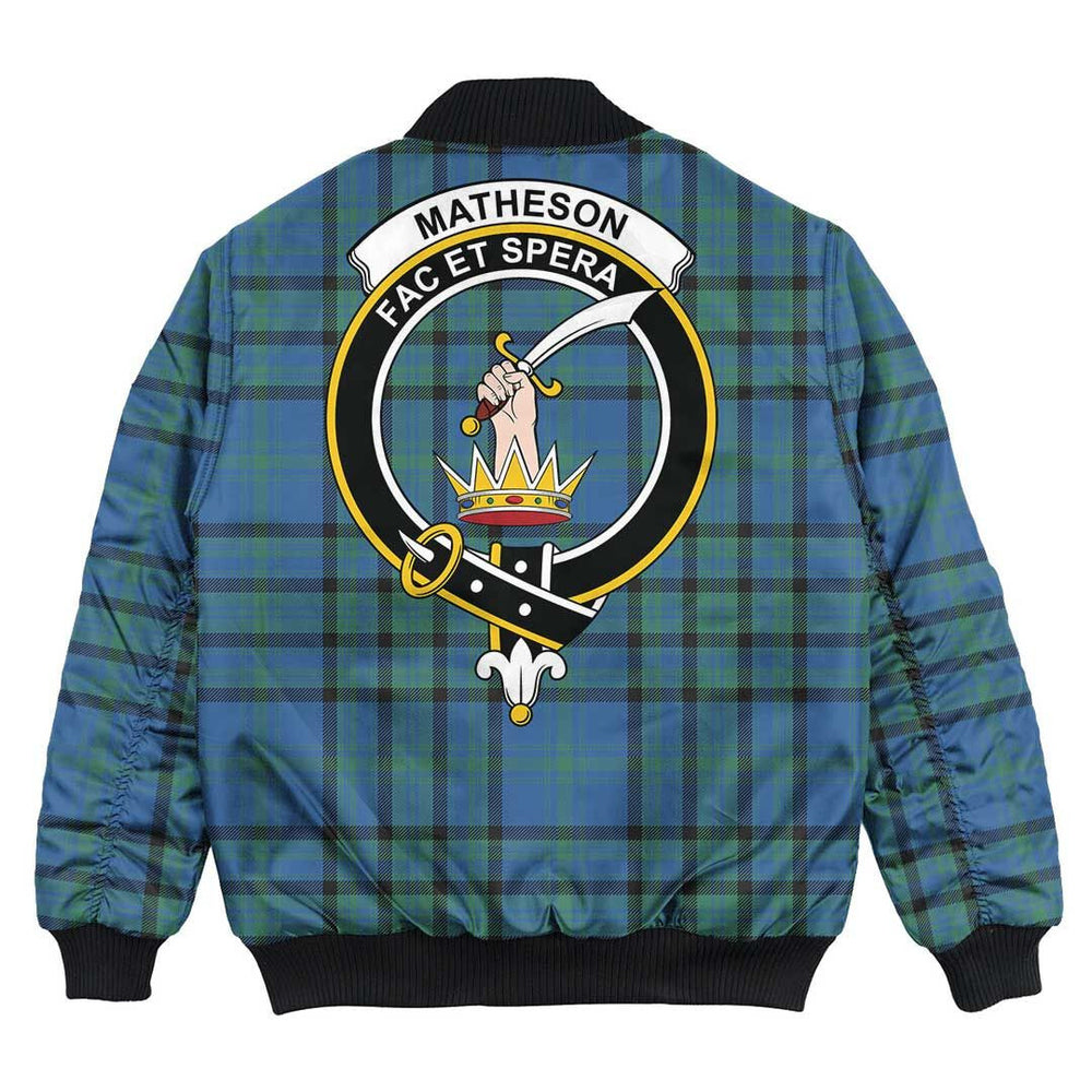 Clan Matheson Hunting Ancient Tartan Crest Bomber Jacket EM30 Matheson Hunting Ancient Tartan Tartan Bomber Jacket   
