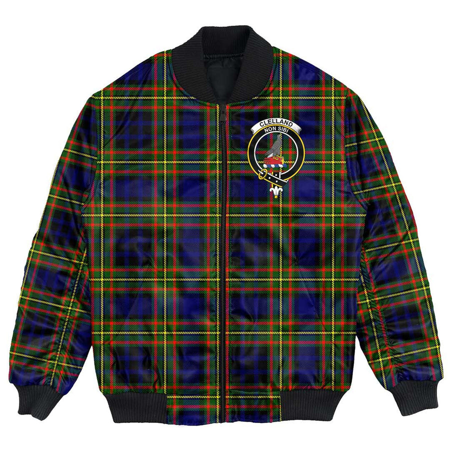 Clan Clelland Modern Tartan Crest Bomber Jacket MH46 Clelland Modern Tartan Tartan Bomber Jacket   