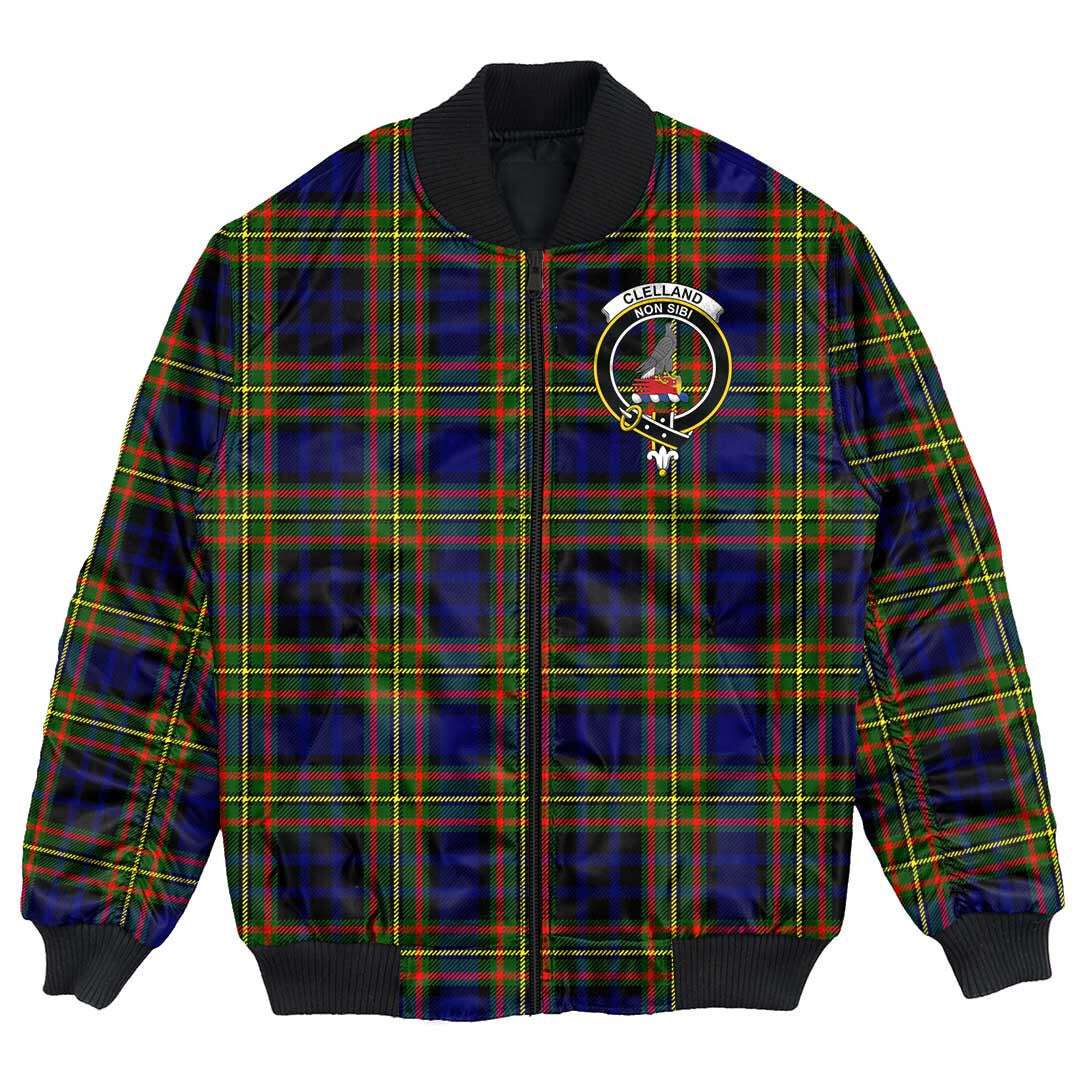 Clan Clelland Modern Tartan Crest Bomber Jacket MH46 Clelland Modern Tartan Tartan Bomber Jacket   
