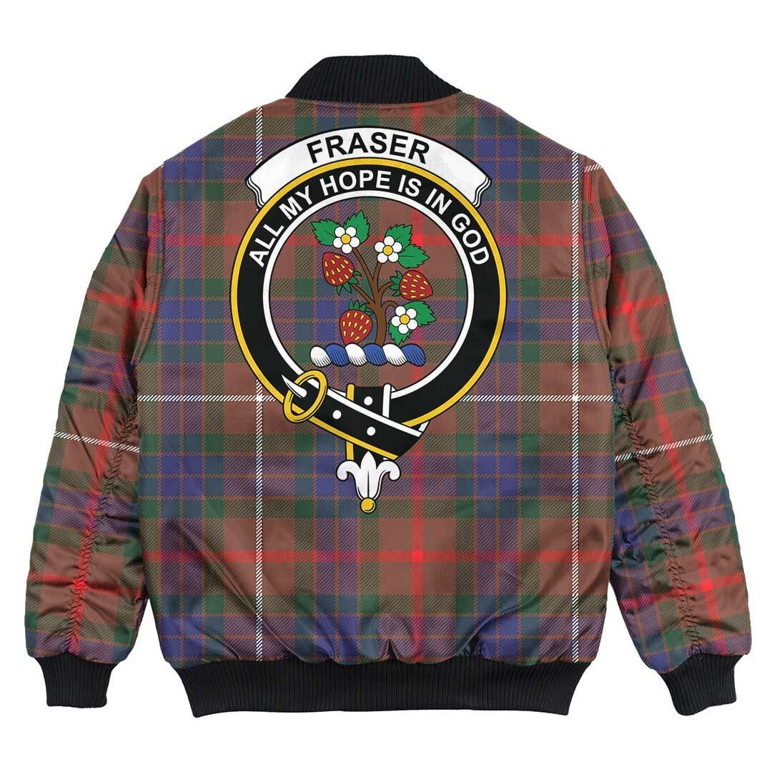 Clan Fraser Hunting Modern Tartan Crest Bomber Jacket US36 Fraser Hunting Modern Tartan Tartan Bomber Jacket   