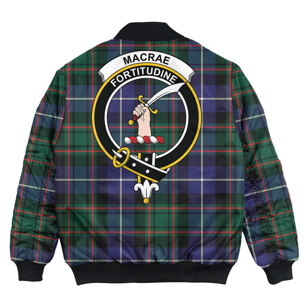 Clan MacRae Hunting Modern Tartan Crest Bomber Jacket WQ36 MacRae Hunting Modern Tartan Tartan Bomber Jacket   