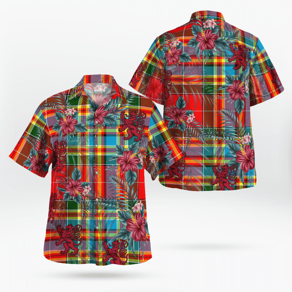 Clan Chattan Tartan Scottish Lion Hawaiian Shirt ZK99 Chattan Tartan Tartan Hawaii Shirt   