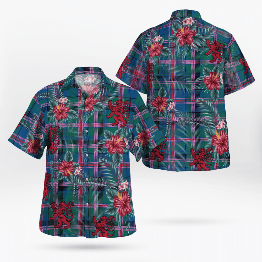 Clan Cooper Ancient  Tartan Scottish Lion Hawaiian Shirt QO29 Cooper Ancient Tartan Tartan Hawaii Shirt   