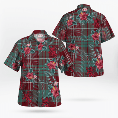 Clan Crawford Modern Tartan Scottish Lion Hawaiian Shirt