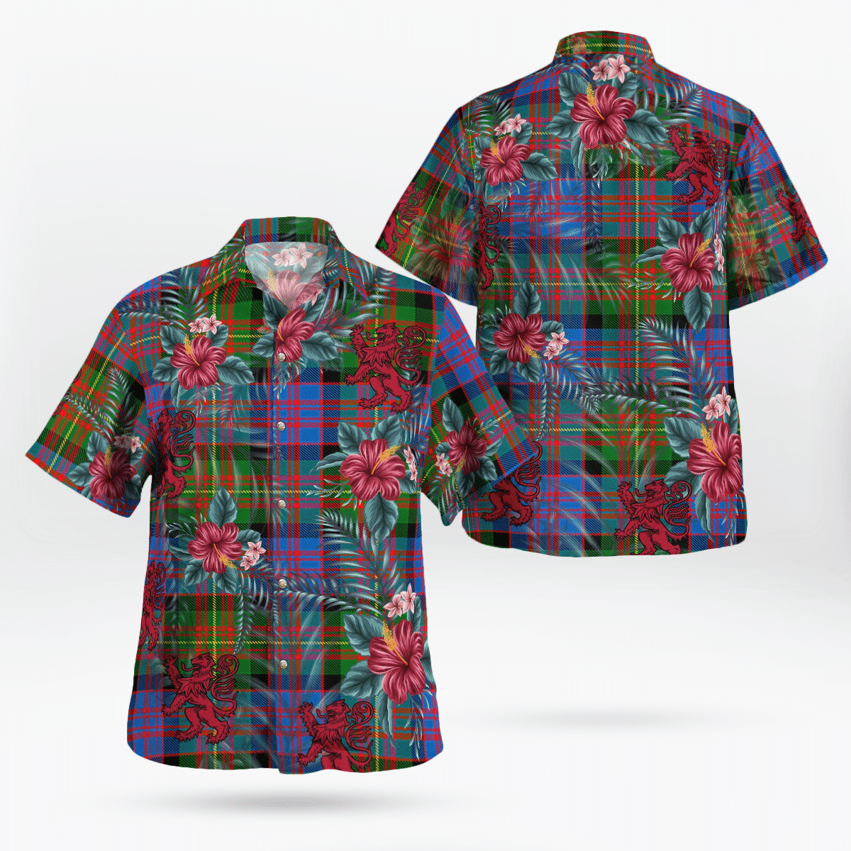 Clan Carnegie Ancient Tartan Scottish Lion Hawaiian Shirt RT38 Carnegie Ancient Tartan Tartan Hawaii Shirt   