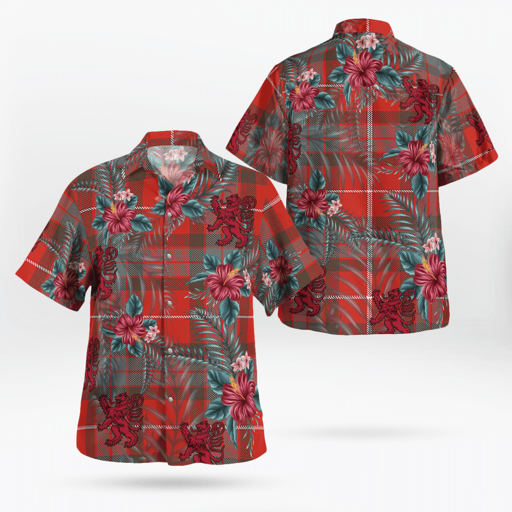 Clan Fraser Weathered Tartan Scottish Lion Hawaiian Shirt ZS15 Fraser Weathered Tartan Tartan Hawaii Shirt   