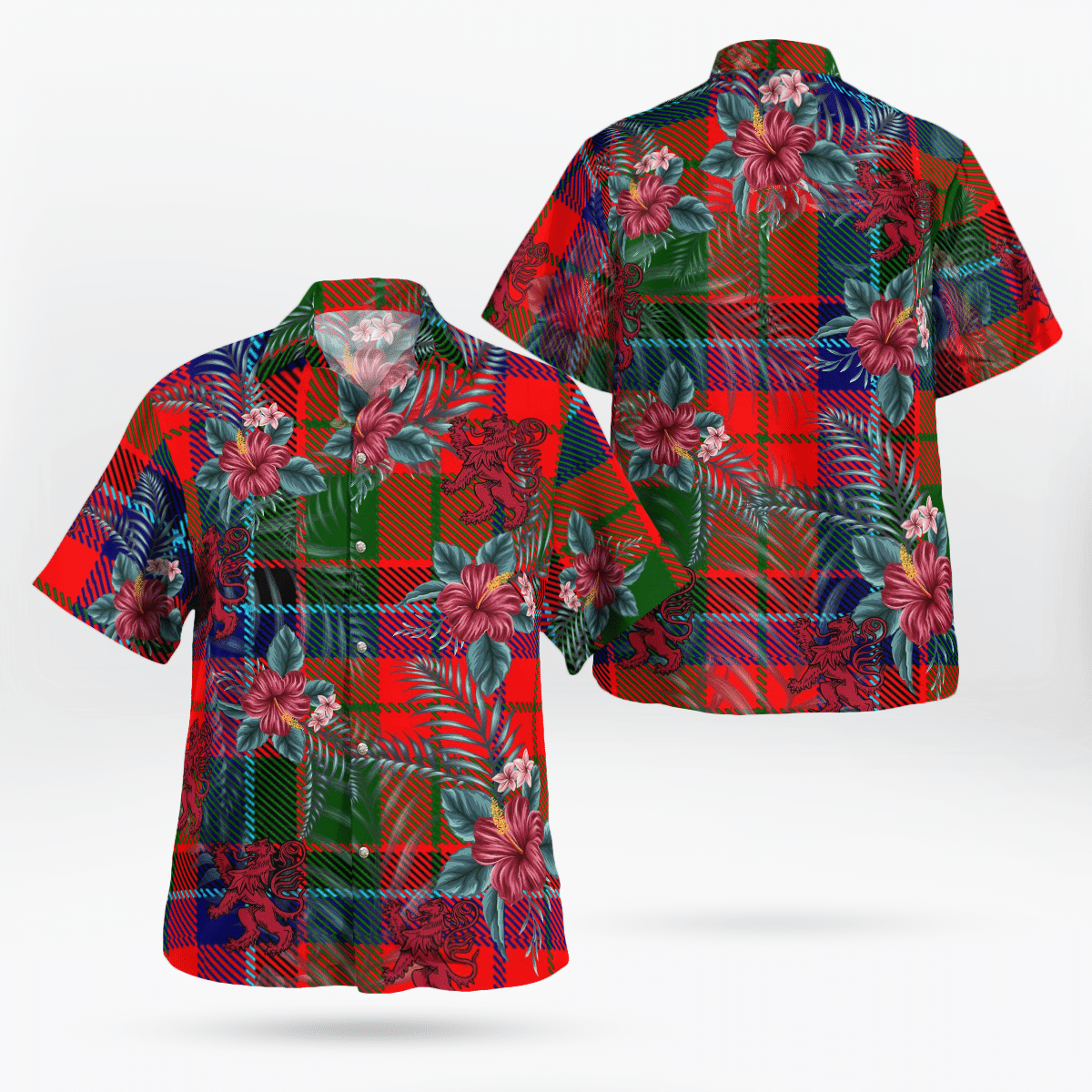 Clan Macnicol Tartan Scottish Lion Hawaiian Shirt GW97 Macnicol Tartan Tartan Hawaii Shirt   