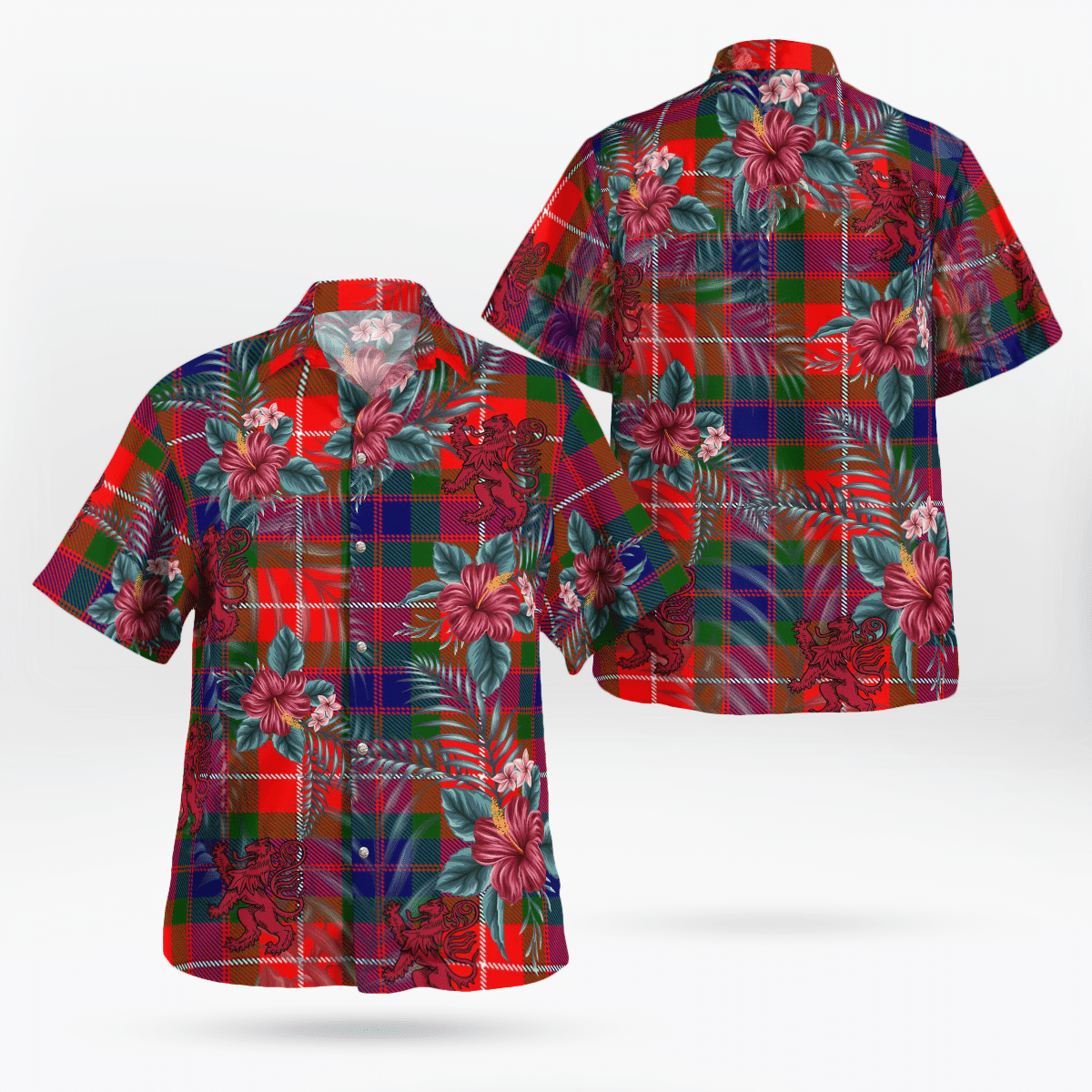 Clan Fraser Lovat Modern Tartan Scottish Lion Hawaiian Shirt YN11 Fraser Lovat Modern Tartan Tartan Hawaii Shirt   