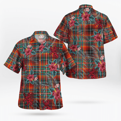 Clan Innes Ancient Tartan Scottish Lion Hawaiian Shirt VS15