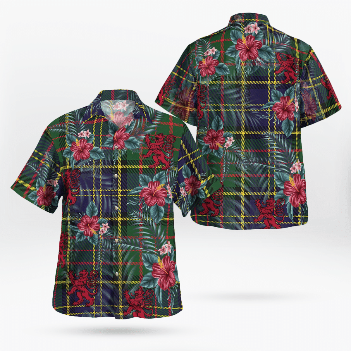 Clan MacMillan Hunting Modern Tartan Scottish Lion Hawaiian Shirt TF57 MacMillan Hunting Modern Tartan Tartan Hawaii Shirt   