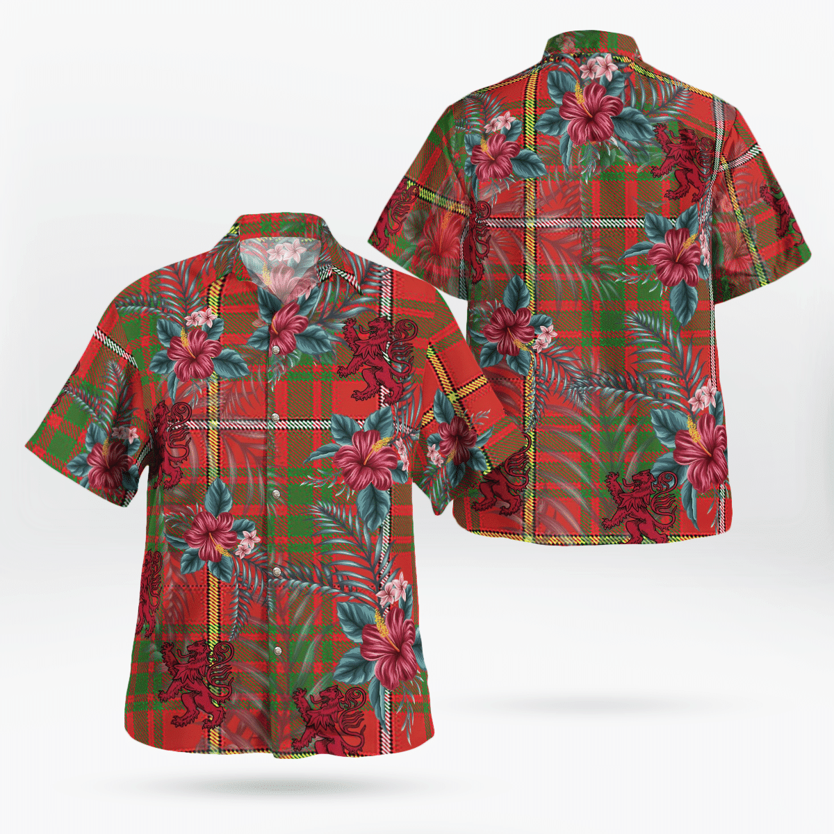 Clan Carruthers Tartan Scottish Lion Hawaiian Shirt DS50 Carruthers Tartan Tartan Hawaii Shirt   