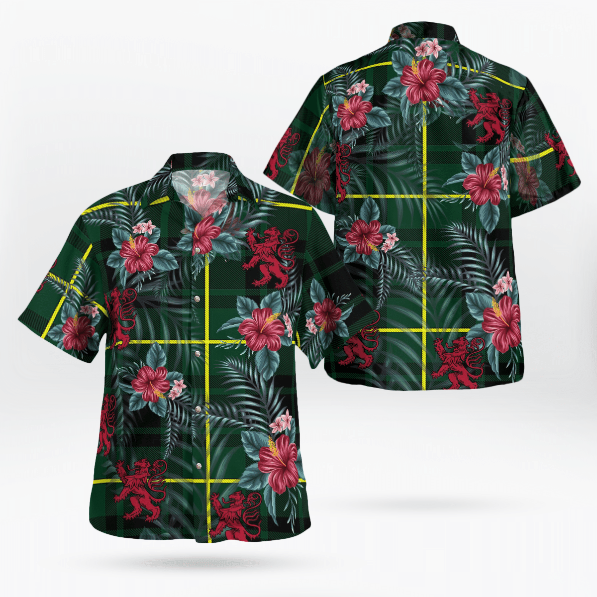 Clan MacArthur Modern Tartan Scottish Lion Hawaiian Shirt VC57 MacArthur Modern Tartan Tartan Hawaii Shirt   