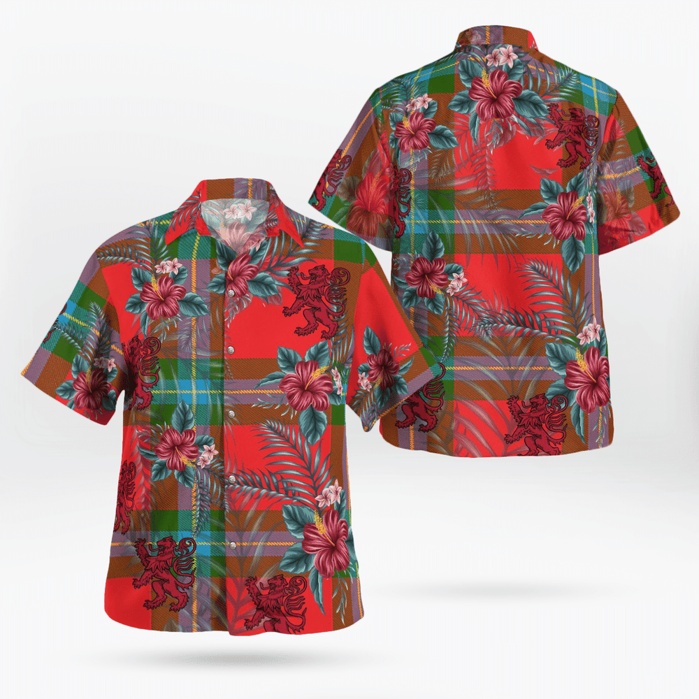 Clan MacLaine of Loch Buie Tartan Scottish Lion Hawaiian Shirt TO94 MacLaine of Loch Buie Tartan Tartan Hawaii Shirt   