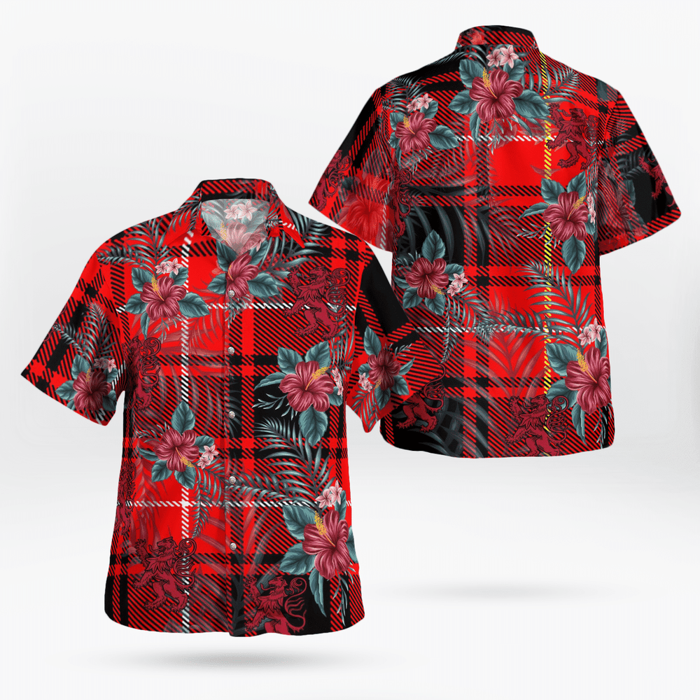 Clan MacIver Modern Tartan Scottish Lion Hawaiian Shirt BJ31 MacIver Modern Tartan Tartan Hawaii Shirt   