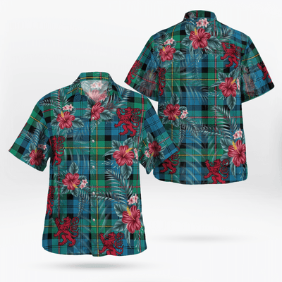Clan MacEwen Ancient Tartan Scottish Lion Hawaiian Shirt YK22