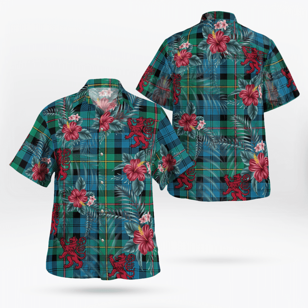 Clan MacEwen Ancient Tartan Scottish Lion Hawaiian Shirt YK22 MacEwen Ancient Tartan Tartan Hawaii Shirt   