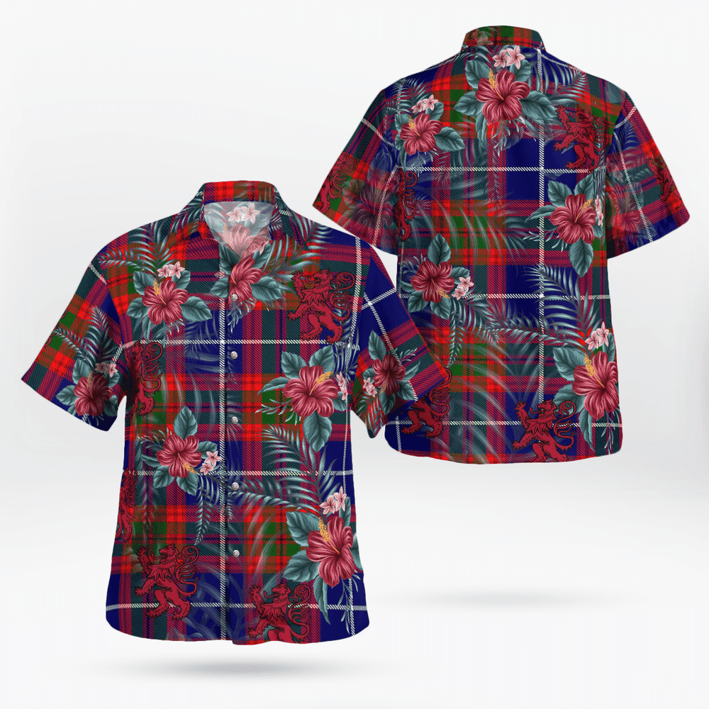 Clan Edinburgh District Tartan Scottish Lion Hawaiian Shirt AF40 Edinburgh District Tartan Tartan Hawaii Shirt   