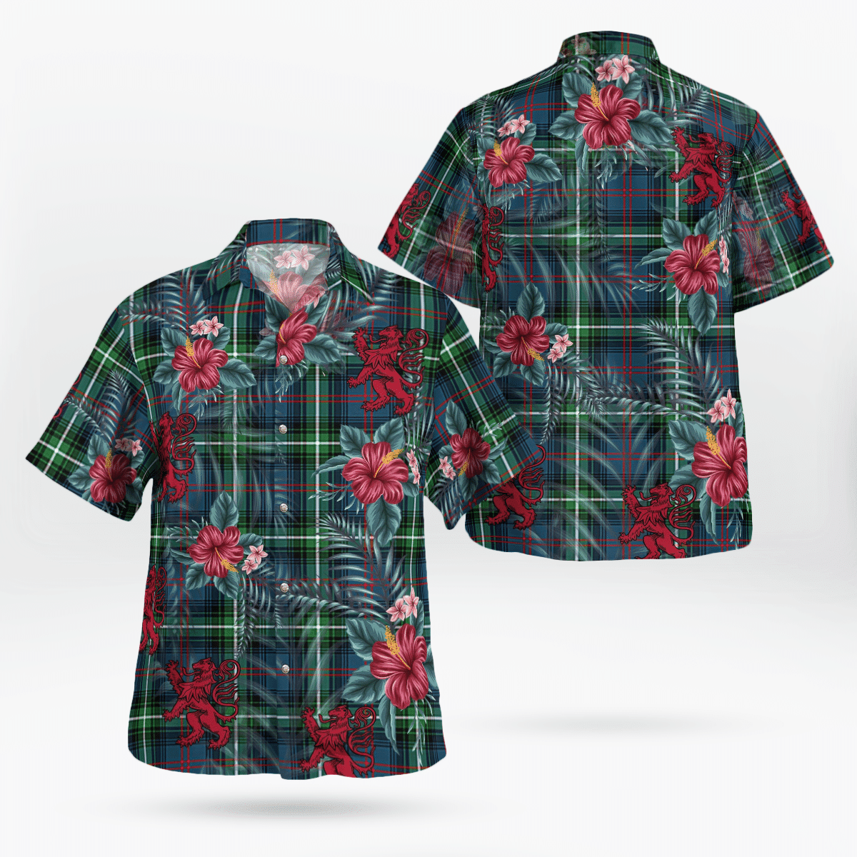 Clan Clan Bannatyne 1 Tartan Scottish Lion Hawaiian Shirt DI26 Bannatyne 1 Tartan Tartan Hawaii Shirt   